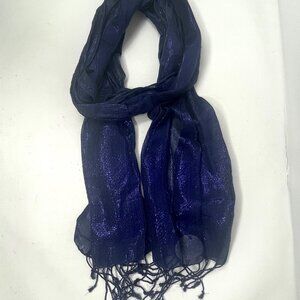 Blue with Shimmering Stripes Blue Thin & Lightweight Fashion Scarf